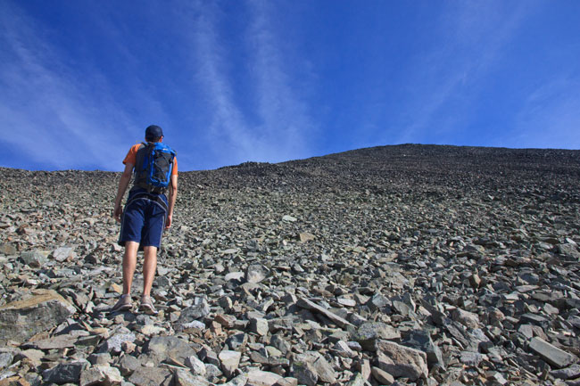 Standing at the bottome of the endless scree slope.