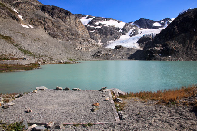 Campsites at wedgemount lake.